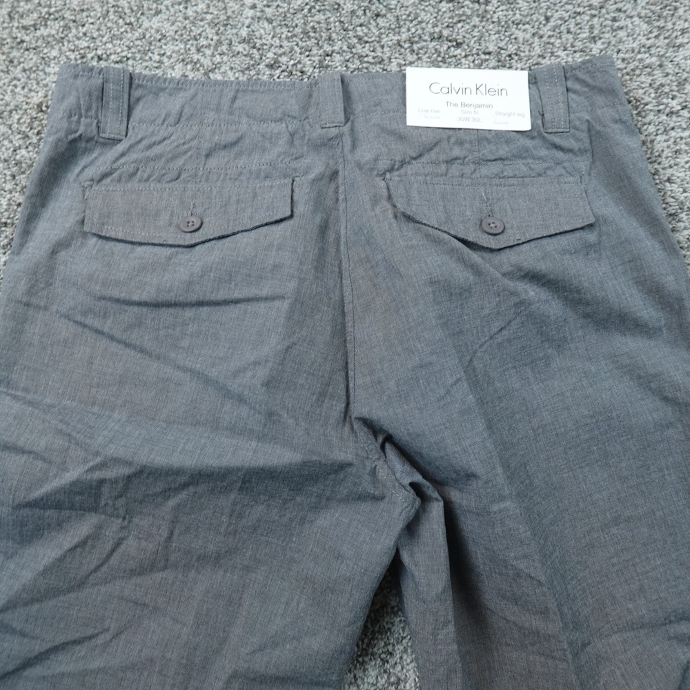 NEW Calvin Klein Pants Mens 30X30 Gray Slim Straight Chino Dress Trouser Career
